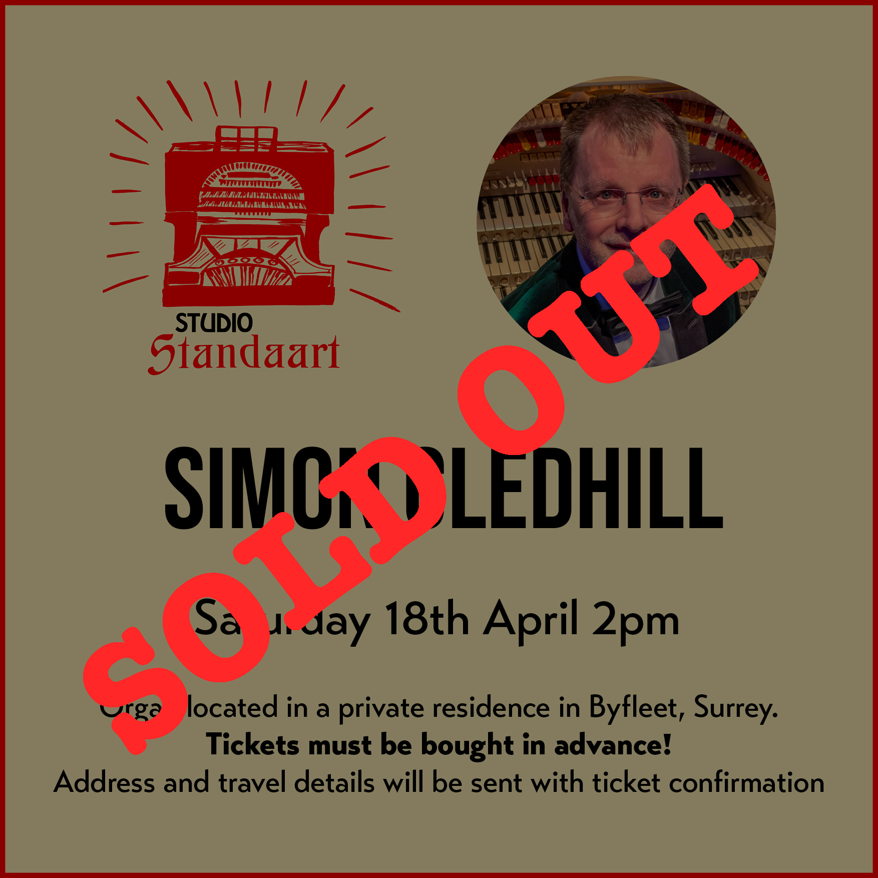 Simon Gledhill - Saturday 18th April 2026 2pm