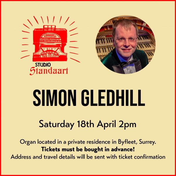 Simon Gledhill - Saturday 18th April 2026 2pm